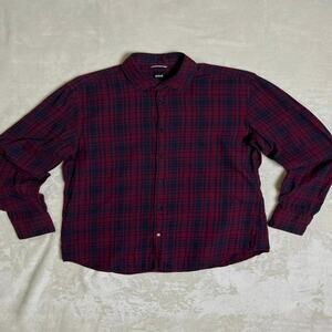 Hugo Boss Lumberjack Button Up Men's L Red & Black Plaid Flannel Elevated Warmth
